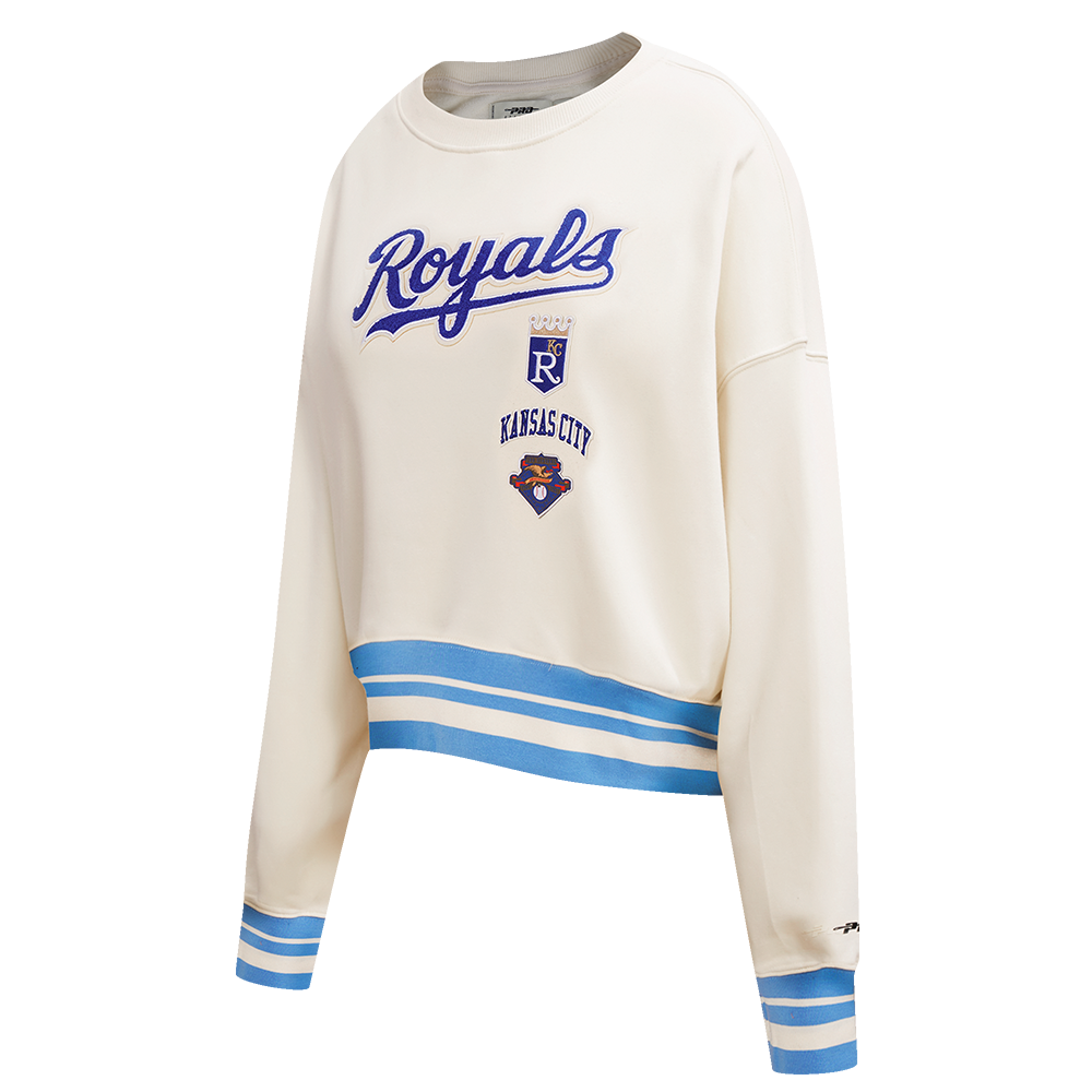 MLB KANSAS CITY ROYALS RETRO CLASSIC WOMEN'S CREWNECK (EGGSHELL/ UNIVERSITY BLUE)