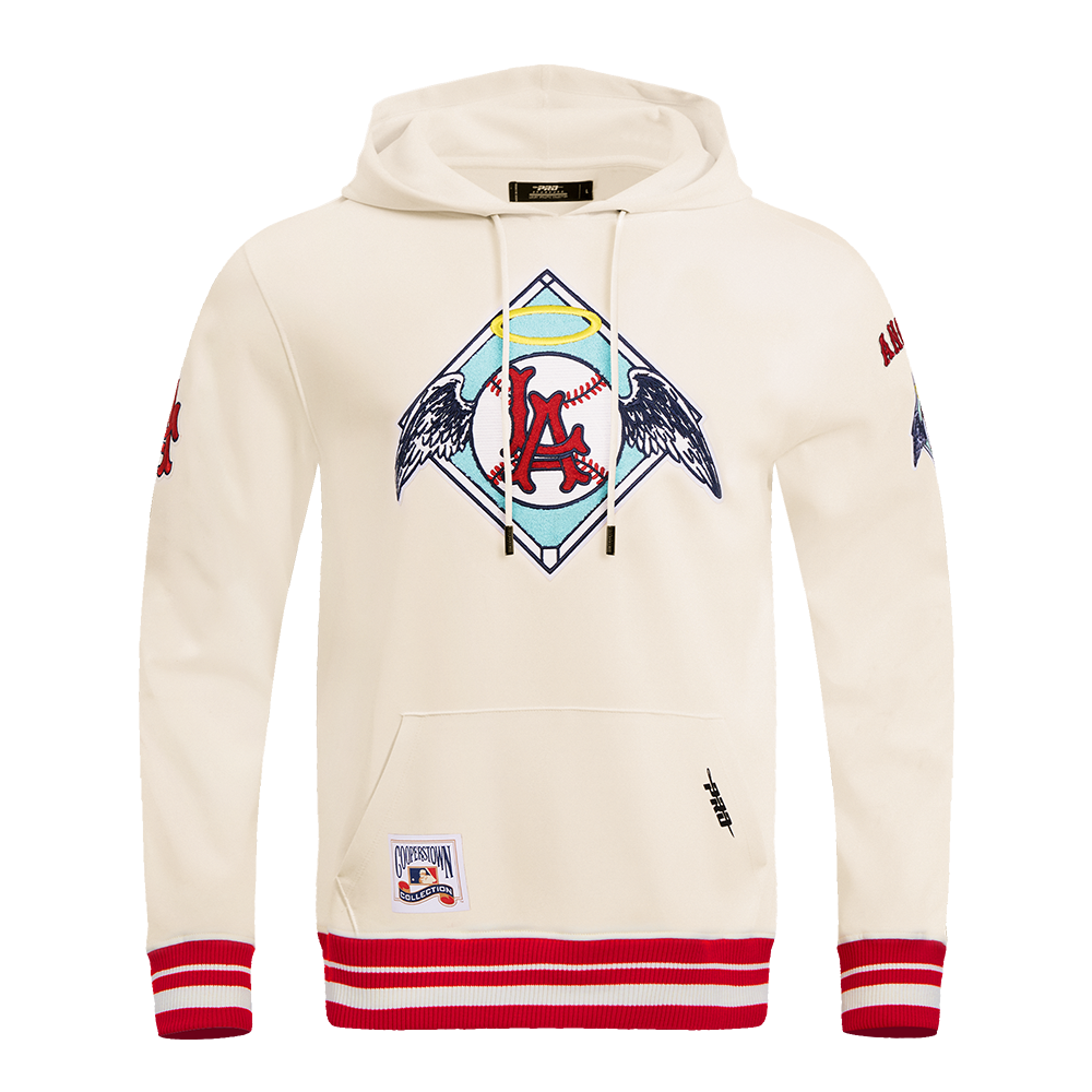 MLB LOS ANGELES ANGELS RETRO CLASSIC MEN'S PULLOVER HOODIE (EGGSHELL/RED)