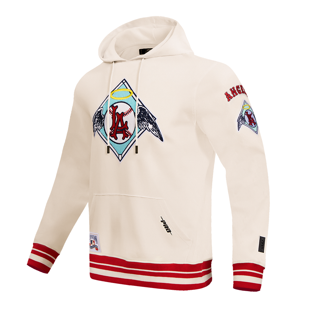MLB LOS ANGELES ANGELS RETRO CLASSIC MEN'S PULLOVER HOODIE (EGGSHELL/RED)