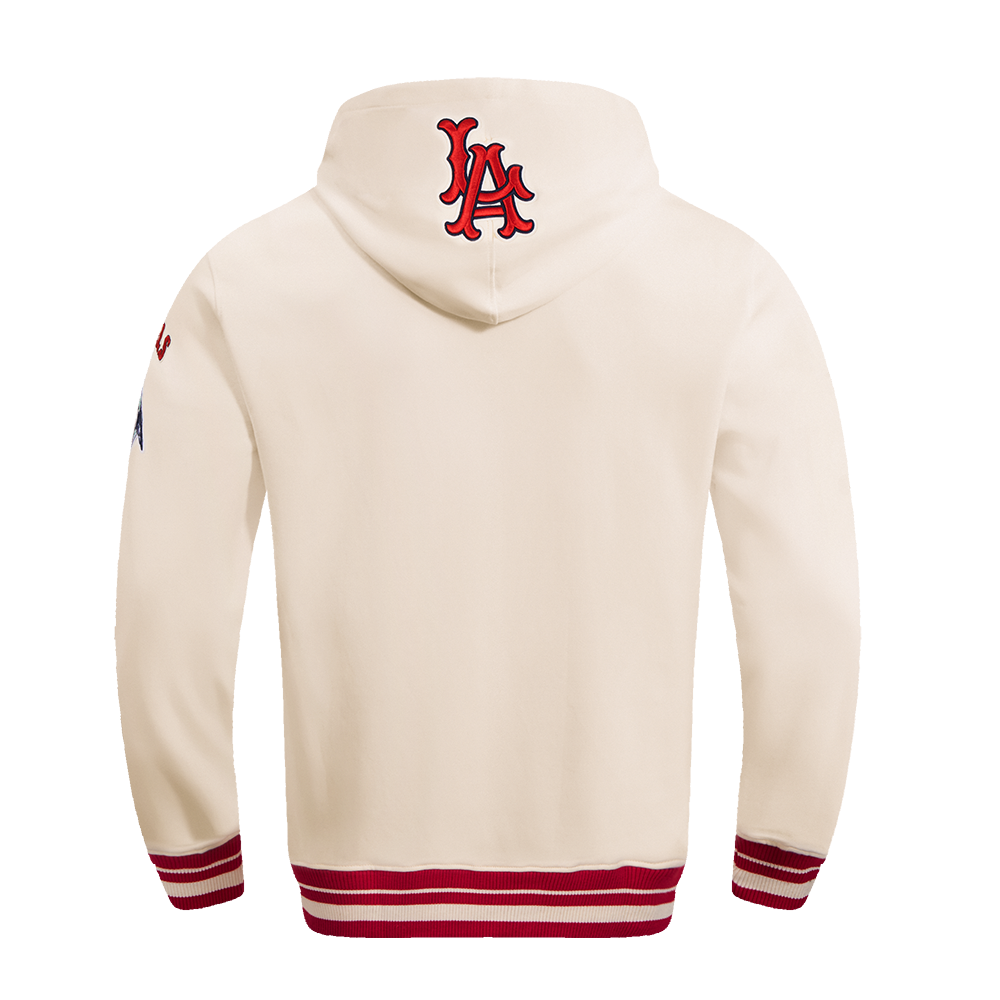 MLB LOS ANGELES ANGELS RETRO CLASSIC MEN'S PULLOVER HOODIE (EGGSHELL/RED)