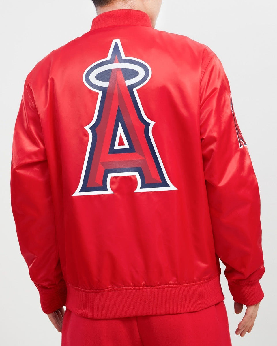 MLB LOS ANGELES ANGELS TEAM BIG LOGO MEN'S SATIN JACKET (RED)