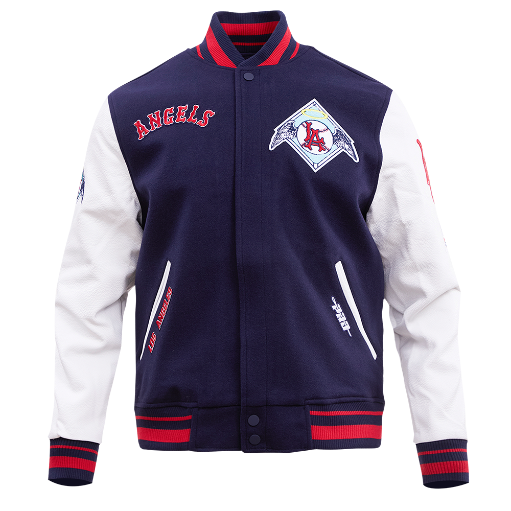 MLB LOS ANGELES ANGELS RETRO CLASSIC MEN'S RIB WOOL VARSITY JACKET (MIDNIGHT NAVY/RED/MIDNIGHT NAVY)
