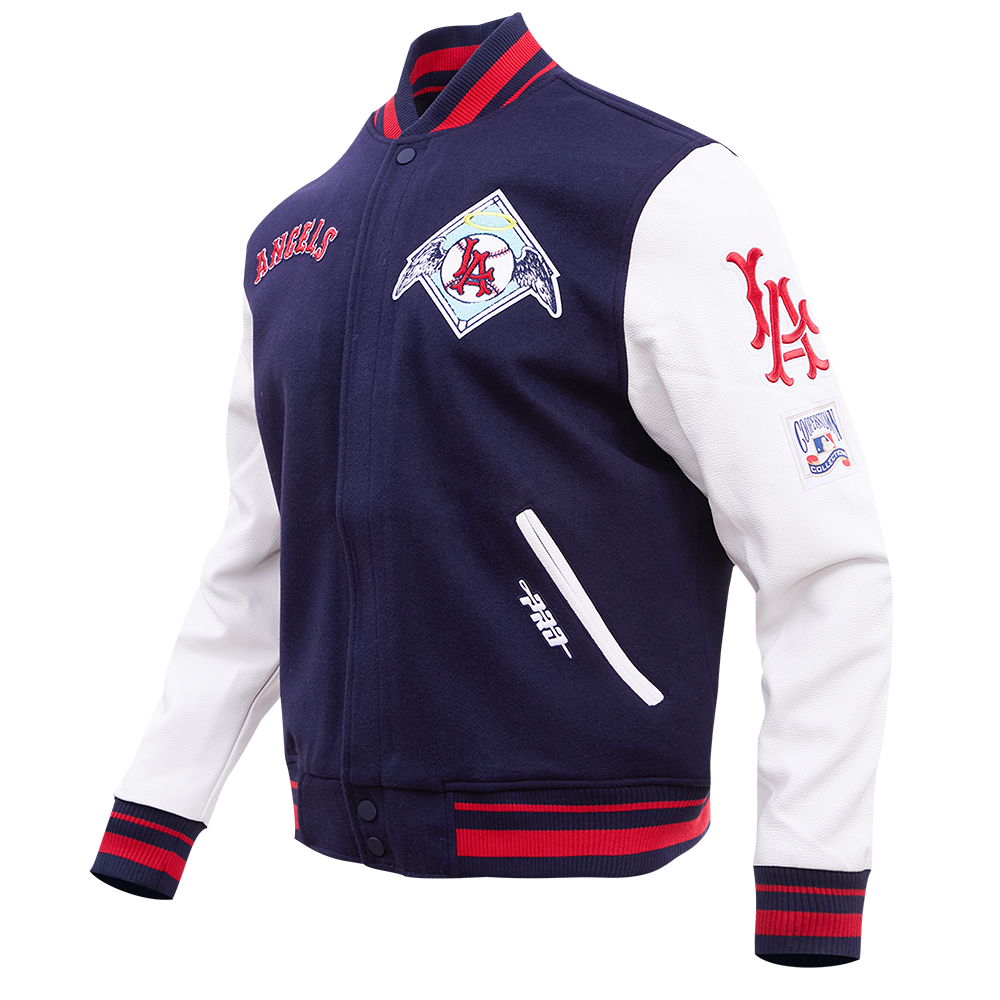 MLB LOS ANGELES ANGELS RETRO CLASSIC MEN'S RIB WOOL VARSITY JACKET (MIDNIGHT NAVY/RED/MIDNIGHT NAVY)