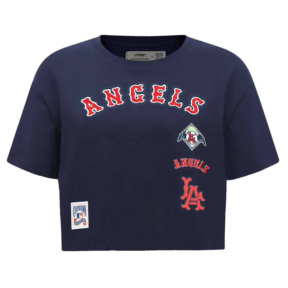 MLB LOS ANGELES ANGELS RETRO CLASSIC WOMEN'S SINGLE JERSEY BOXY TOP (MIDNIGHT NAVY)