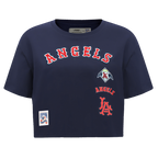 MLB LOS ANGELES ANGELS RETRO CLASSIC WOMEN'S SINGLE JERSEY BOXY TOP (MIDNIGHT NAVY)