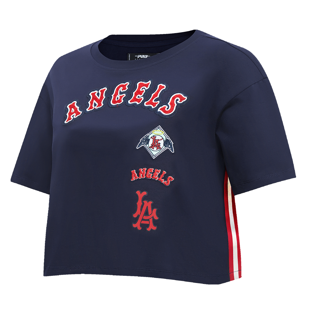 MLB LOS ANGELES ANGELS RETRO CLASSIC WOMEN'S SINGLE JERSEY BOXY TOP (MIDNIGHT NAVY)