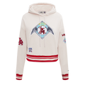 MLB LOS ANGELES ANGELS RETRO CLASSIC WOMEN'S RIB CROPPED PULLOVER HOODIE (EGGSHELL/ RED)
