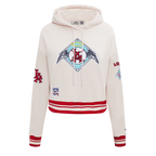 MLB LOS ANGELES ANGELS RETRO CLASSIC WOMEN'S RIB CROPPED PULLOVER HOODIE (EGGSHELL/ RED)