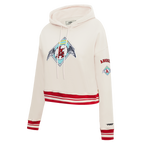 MLB LOS ANGELES ANGELS RETRO CLASSIC WOMEN'S RIB CROPPED PULLOVER HOODIE (EGGSHELL/ RED)