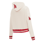 MLB LOS ANGELES ANGELS RETRO CLASSIC WOMEN'S RIB CROPPED PULLOVER HOODIE (EGGSHELL/ RED)