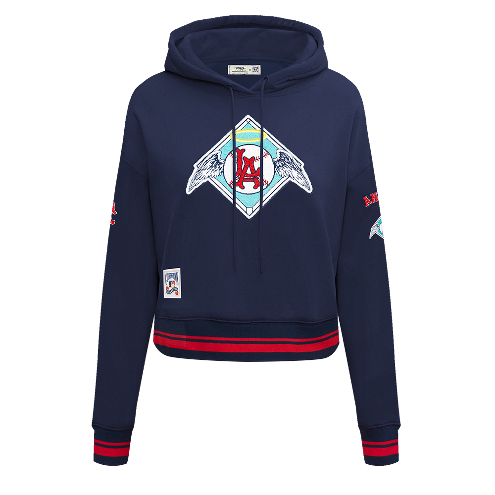 MLB LOS ANGELES ANGELS RETRO CLASSIC CHANDAIL À CAPUCHON COURT CÔTELÉ POUR FEMME (MARINE MINUIT/ROUGE/MARINE MINUIT)
