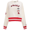 MLB LOS ANGELES ANGELS RETRO CLASSIC WOMEN'S RIB CREWNECK (EGGSHELL/ RED)