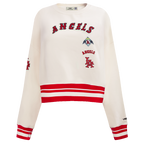 MLB LOS ANGELES ANGELS RETRO CLASSIC WOMEN'S RIB CREWNECK (EGGSHELL/ RED)