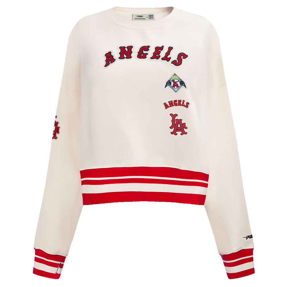 MLB LOS ANGELES ANGELS RETRO CLASSIC WOMEN'S RIB CREWNECK (EGGSHELL/ RED)