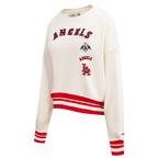 MLB LOS ANGELES ANGELS RETRO CLASSIC WOMEN'S RIB CREWNECK (EGGSHELL/ RED)
