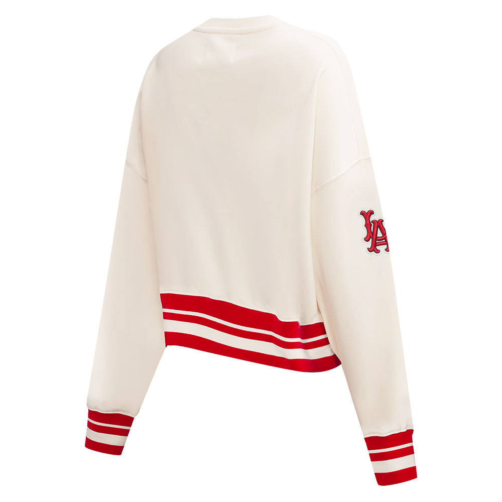 MLB LOS ANGELES ANGELS RETRO CLASSIC WOMEN'S RIB CREWNECK (EGGSHELL/ RED)