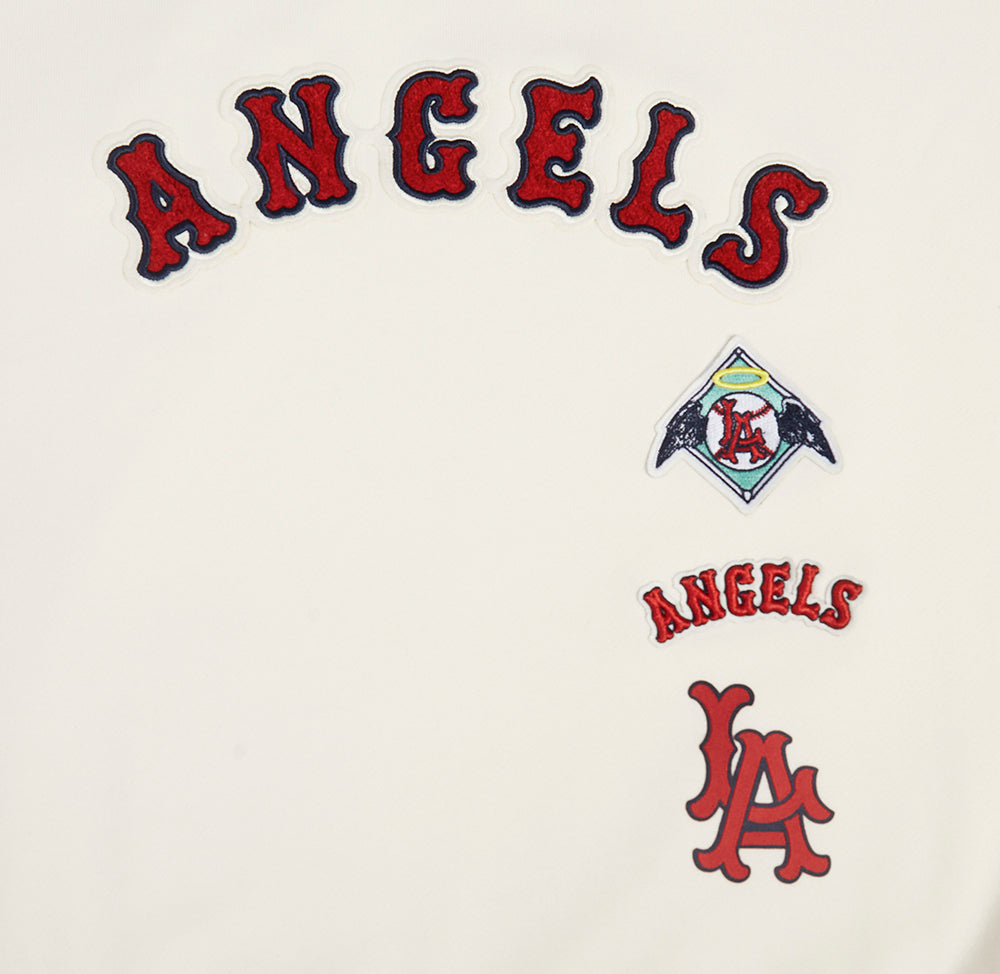 MLB LOS ANGELES ANGELS RETRO CLASSIC WOMEN'S RIB CREWNECK (EGGSHELL/ RED)