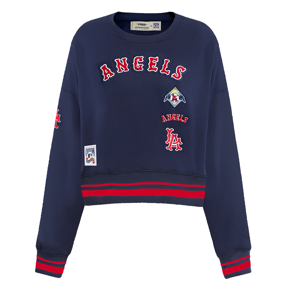 MLB LOS ANGELES ANGELS RETRO CLASSIC WOMEN'S RIB CREWNECK (MIDNIGHT NAVY/RED/MIDNIGHT NAVY)