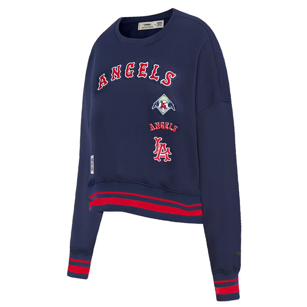 MLB LOS ANGELES ANGELS RETRO CLASSIC WOMEN'S RIB CREWNECK (MIDNIGHT NAVY/RED/MIDNIGHT NAVY)