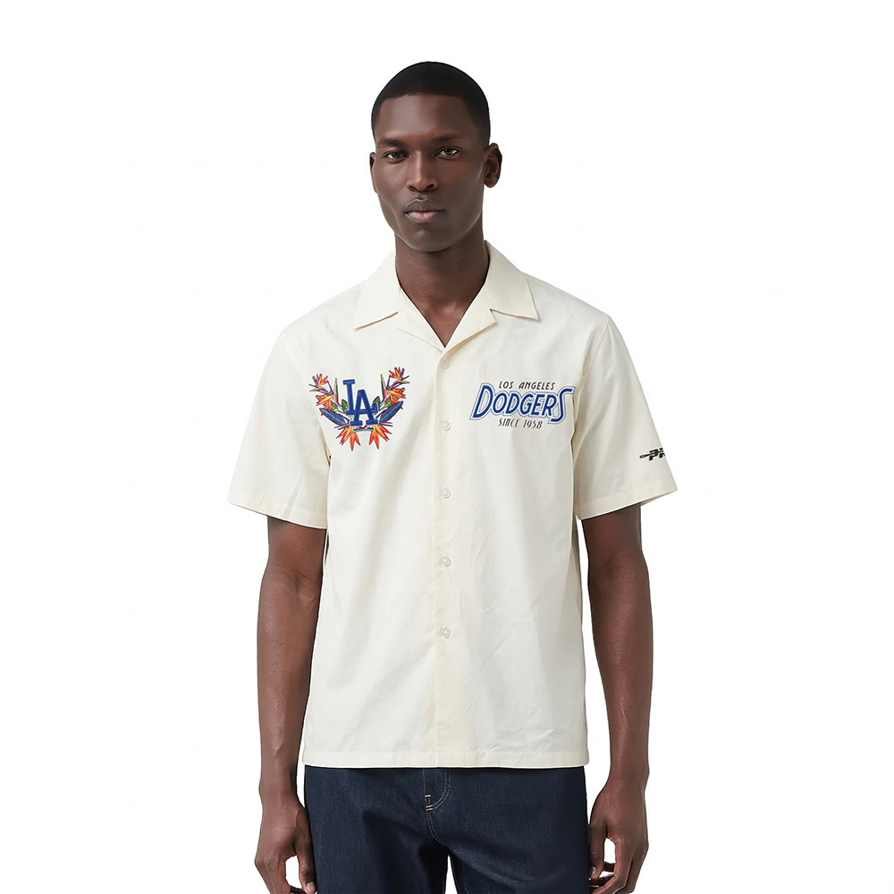 MLB LOS ANGELES DODGERS PARADISE MEN'S BUTTON DOWN (EGGSHELL)