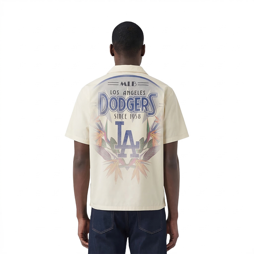MLB LOS ANGELES DODGERS PARADISE MEN'S BUTTON DOWN (EGGSHELL)