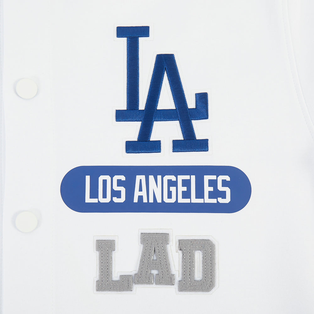 MLB LOS ANGELES DODGERS LETTERMAN BOUTONNÉ POUR HOMME (BLANC/NOIR)