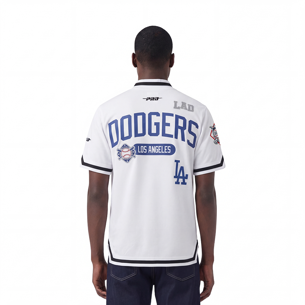MLB LOS ANGELES DODGERS LETTERMAN MEN'S BUTTON DOWN (WHITE/BLACK)