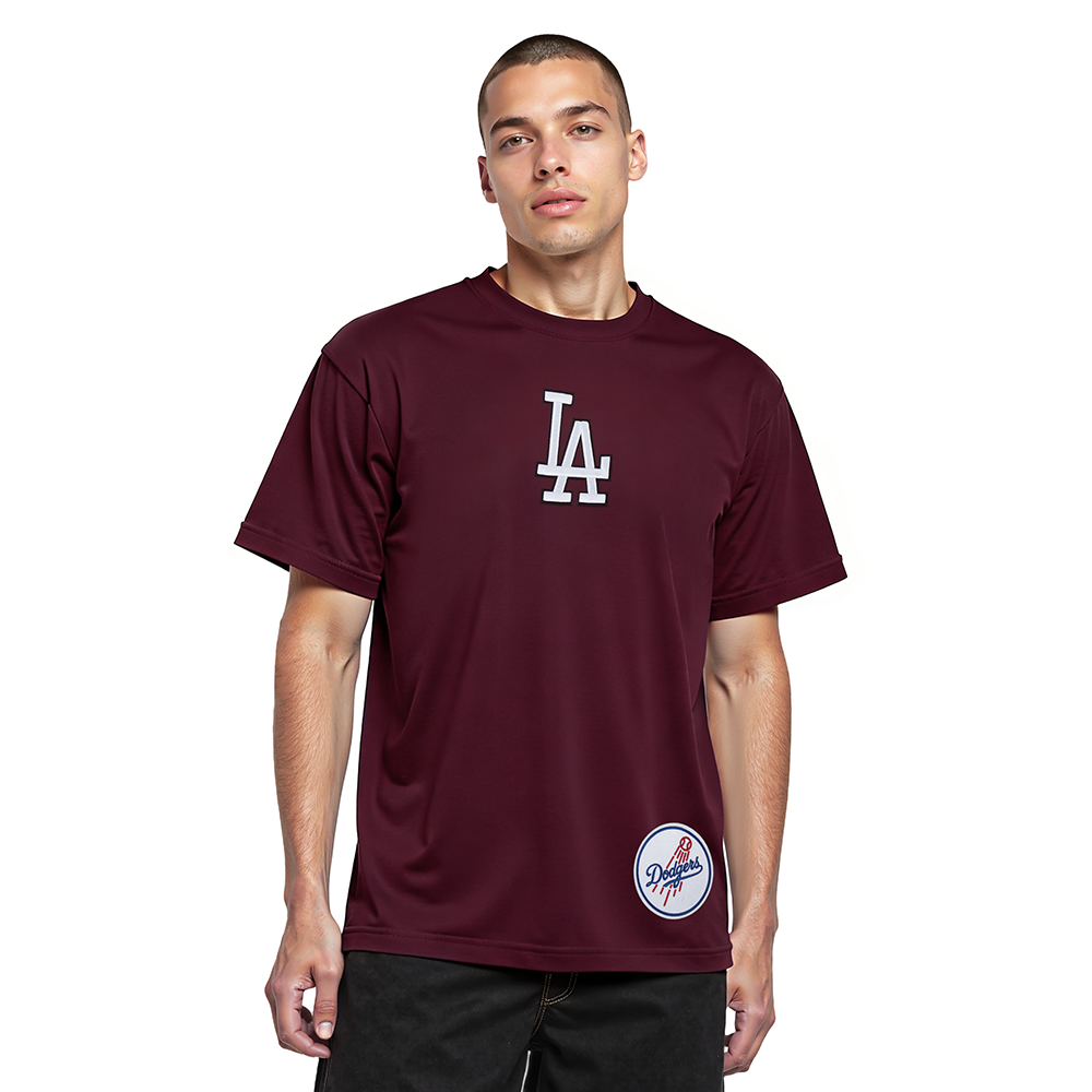 MLB LOS ANGELES DODGERS WINGSPAN HAUT EN JERSEY DE COTON À ÉPAULES TOMBANTES V2 POUR HOMME (LIE-DE-VIN)