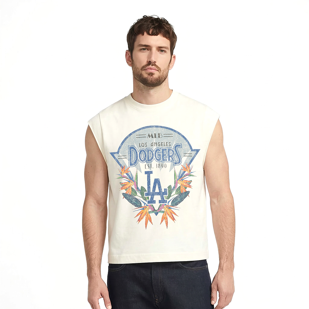 MLB LOS ANGELES DODGERS PARADISE HAUT À MANCHES COURTES POUR HOMME (COQUILLE D'ŒUF)