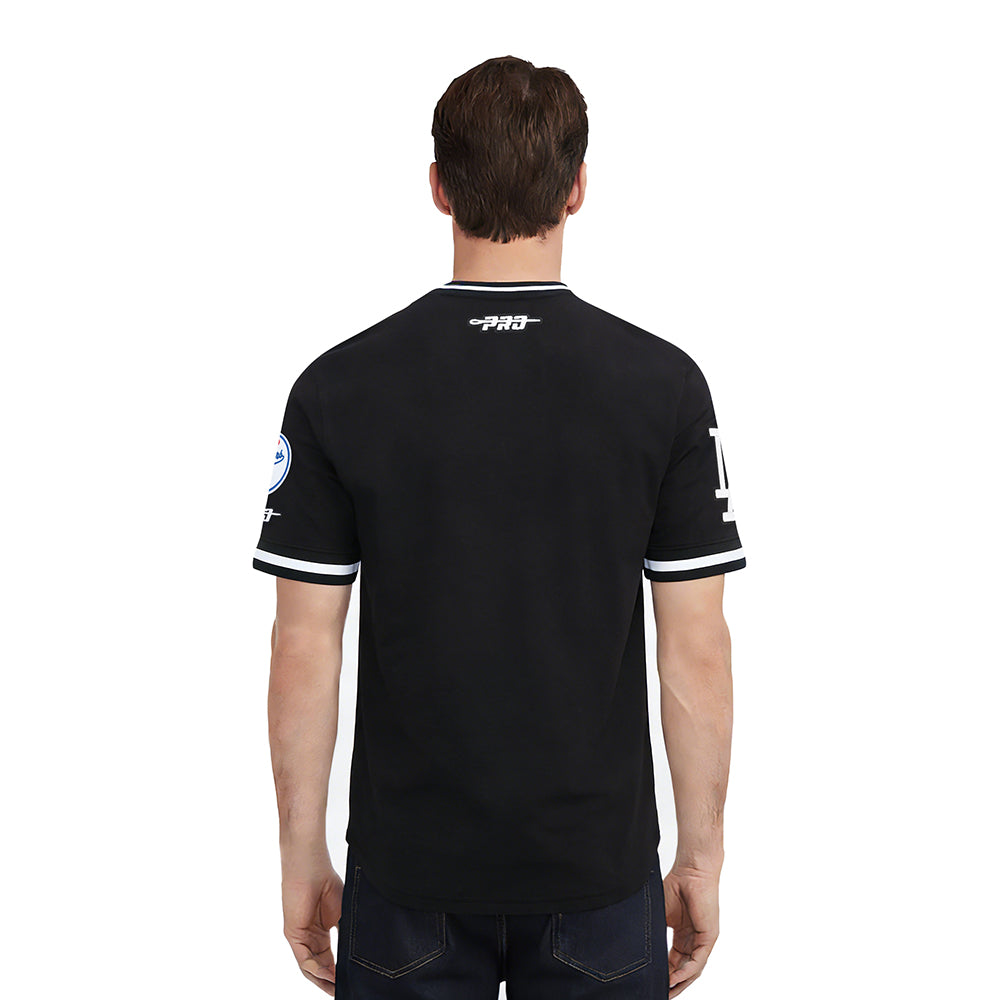 MLB LOS ANGELES DODGERS CLASSIC CHENILLE HAUT EN MAILLE DOUBLE POUR HOMME (NOIR)