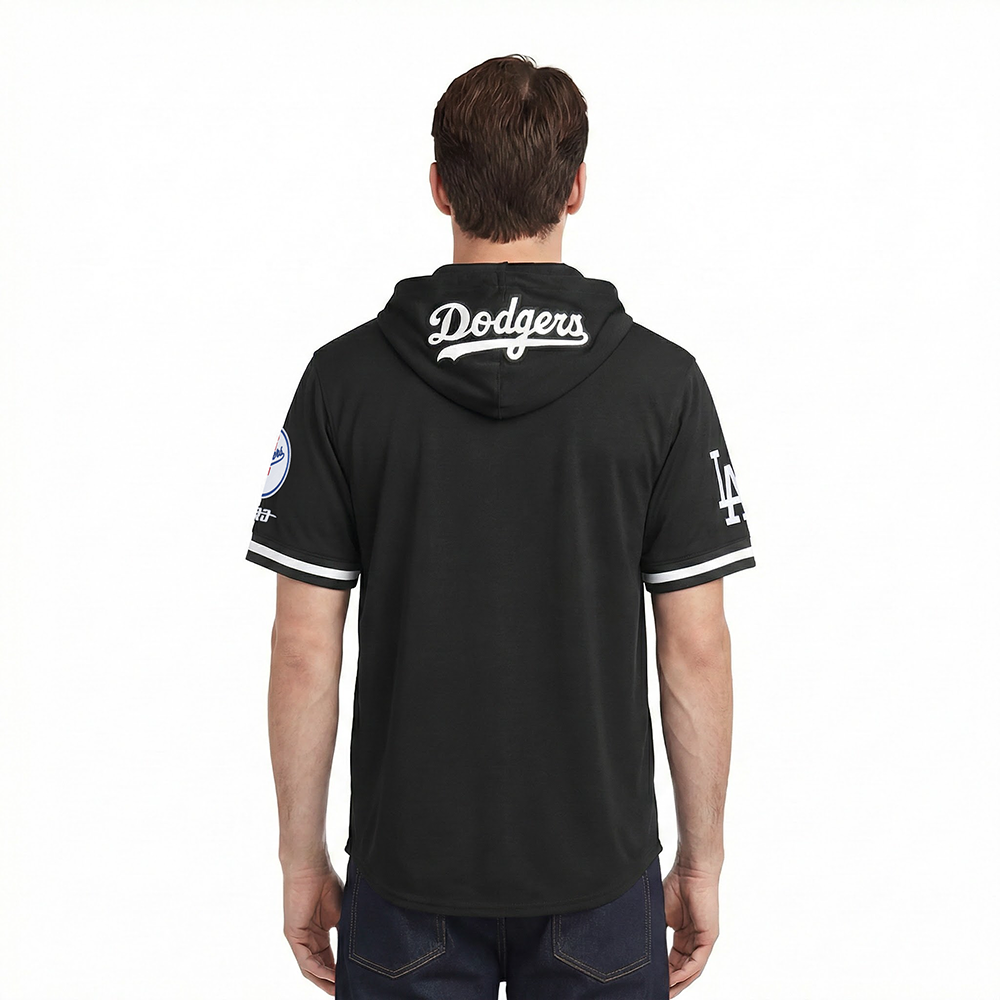 MLB LOS ANGELES DODGERS CLASSIC CHENILLE CHANDAIL À CAPUCHON À MANCHES COURTES POUR HOMME (NOIR)
