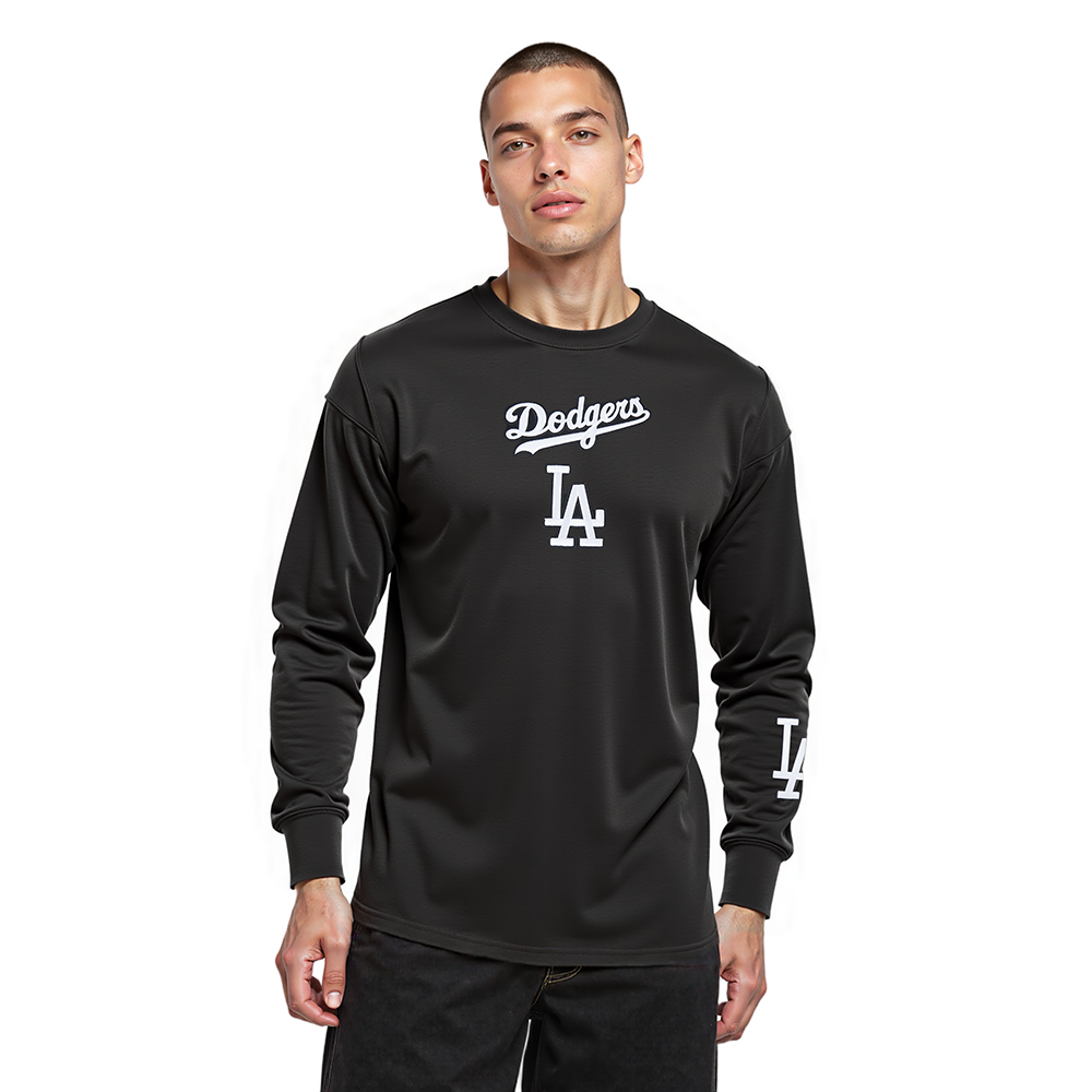 MLB LOS ANGELES DODGERS WINGSPAN HAUT À MANCHES LONGUES ET À ÉPAULES TOMBANTES V2 POUR HOMME (NOIR/BLEU DODGER)