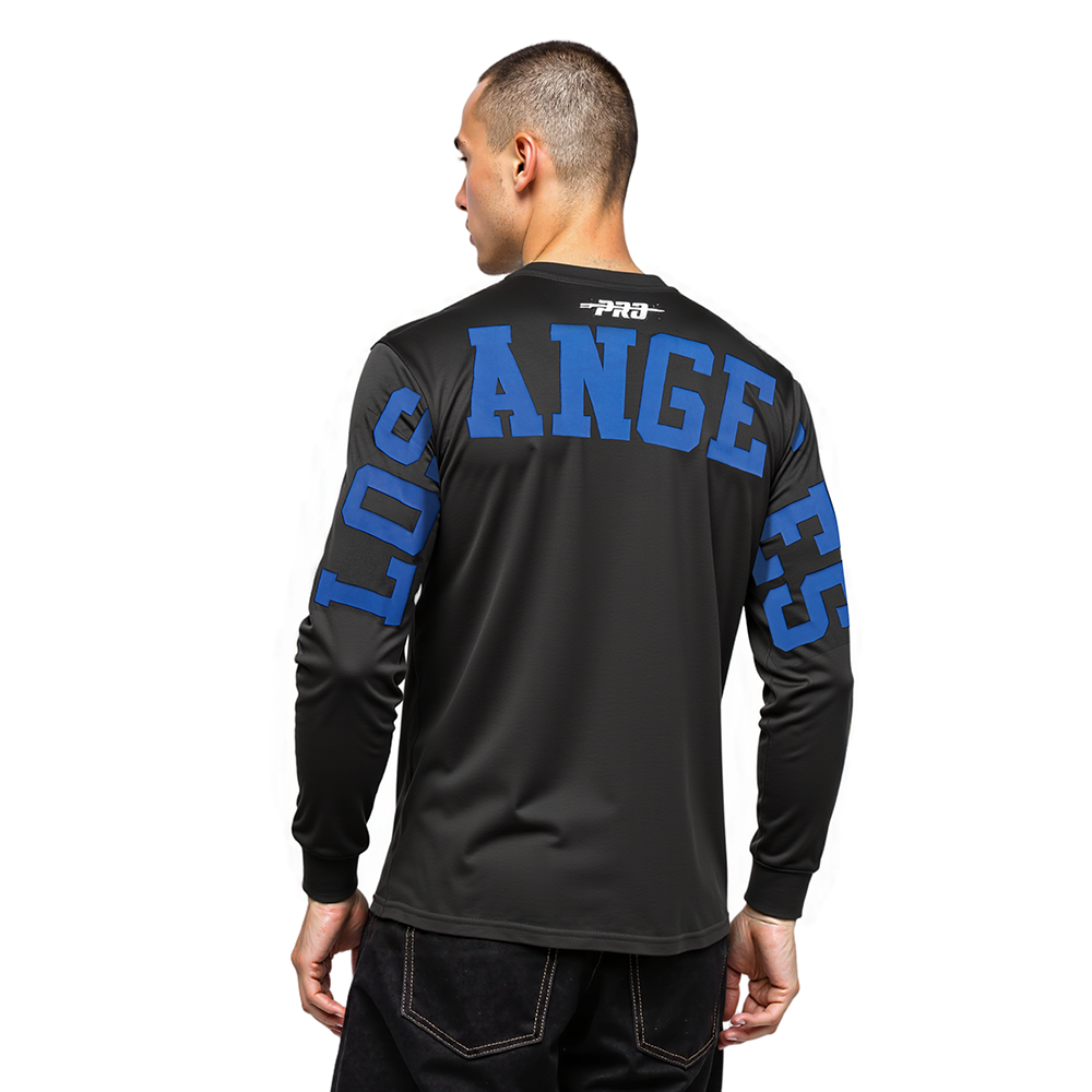 MLB LOS ANGELES DODGERS WINGSPAN HAUT À MANCHES LONGUES ET À ÉPAULES TOMBANTES V2 POUR HOMME (NOIR/BLEU DODGER)