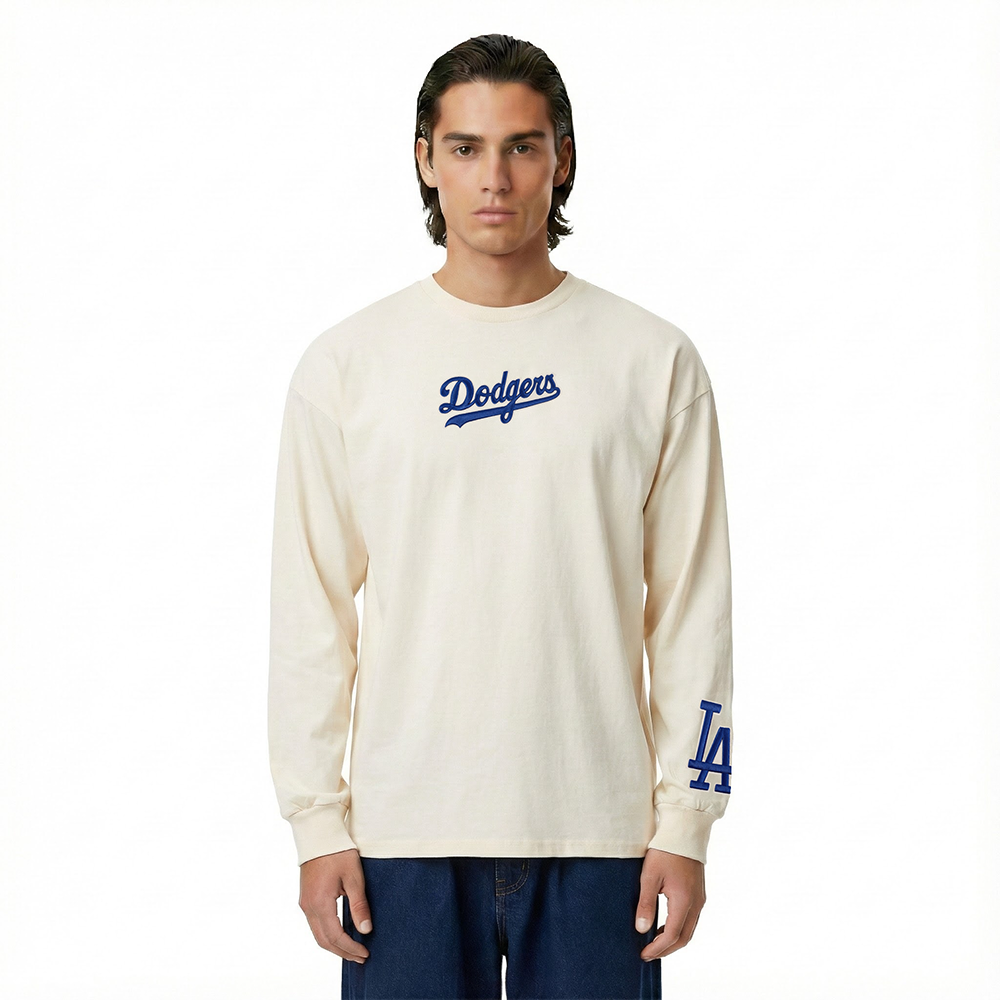 MLB LOS ANGELES DODGERS WINGSPAN MEN'S DROP SHOULDER LS TOP V2 (EGGSHELL)