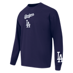MLB LOS ANGELES DODGERS WINGSPAN HAUT À MANCHES LONGUES ET À ÉPAULES TOMBANTES V2 POUR HOMME (MARINE MINUIT)