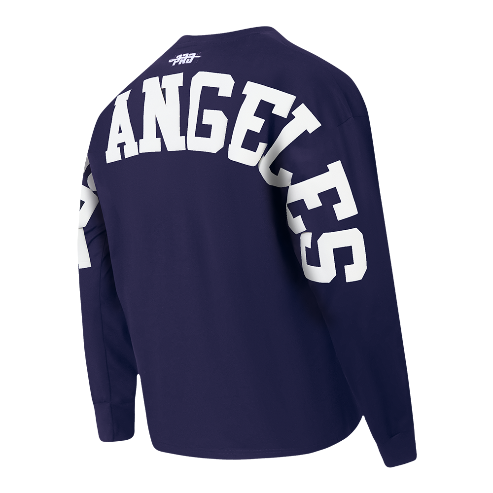 MLB LOS ANGELES DODGERS WINGSPAN HAUT À MANCHES LONGUES ET À ÉPAULES TOMBANTES V2 POUR HOMME (MARINE MINUIT)