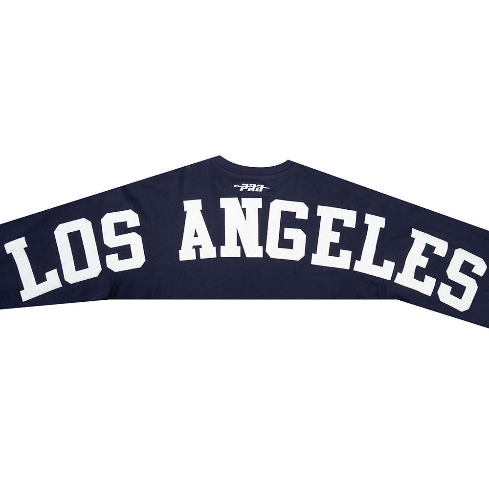 MLB LOS ANGELES DODGERS WINGSPAN HAUT À MANCHES LONGUES ET À ÉPAULES TOMBANTES V2 POUR HOMME (MARINE MINUIT)