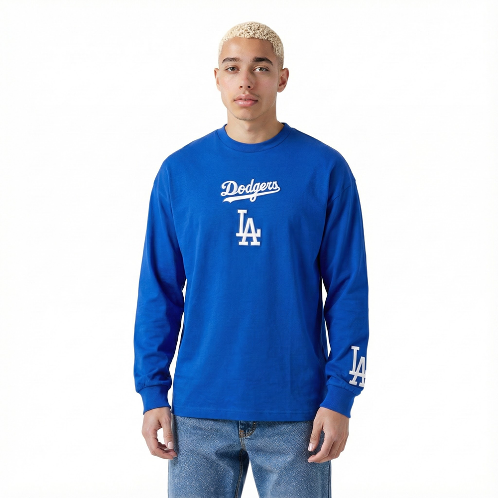 MLB LOS ANGELES DODGERS WINGSPAN HAUT À MANCHES LONGUES ET À ÉPAULES TOMBANTES V2 POUR HOMME (BLEU ROYAL)