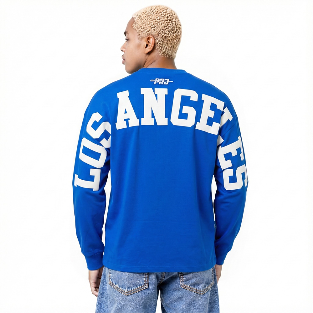 MLB LOS ANGELES DODGERS WINGSPAN HAUT À MANCHES LONGUES ET À ÉPAULES TOMBANTES V2 POUR HOMME (BLEU ROYAL)