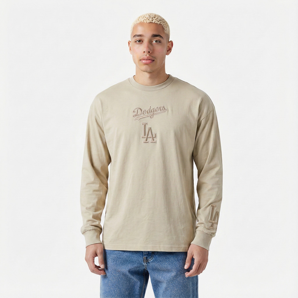 MLB LOS ANGELES DODGERS WINGSPAN MEN'S DROP SHOULDER LS TOP V2 (TAUPE)