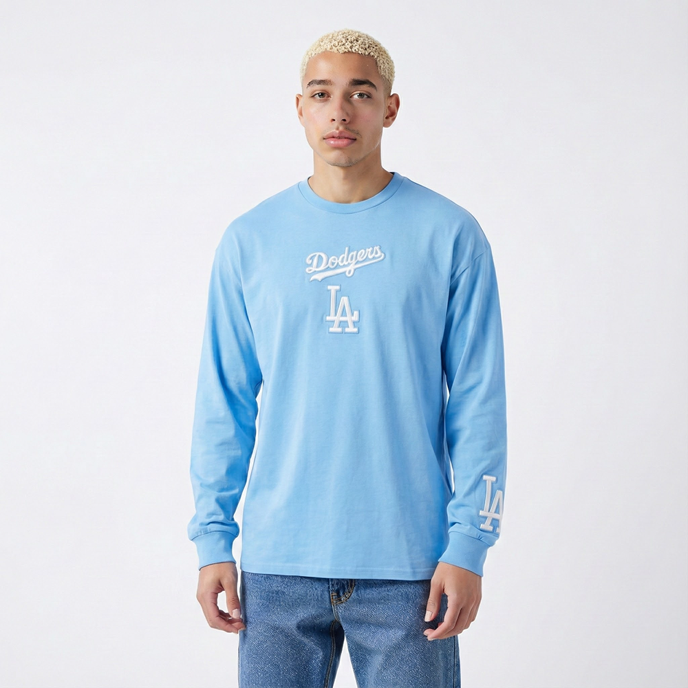 MLB LOS ANGELES DODGERS WINGSPAN HAUT À MANCHES LONGUES ET À ÉPAULES TOMBANTES V2 POUR HOMME (BLEU UNIVERSITÉ)