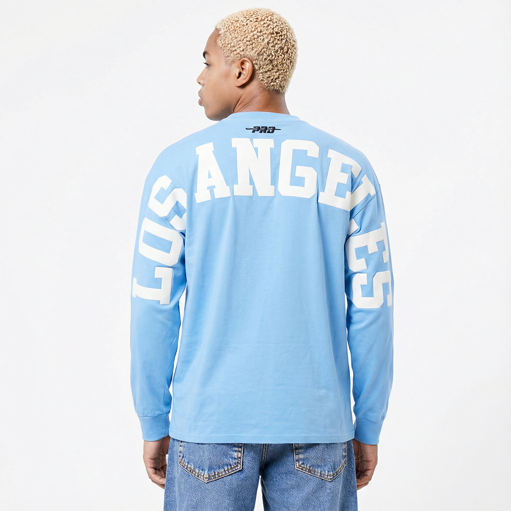 MLB LOS ANGELES DODGERS WINGSPAN HAUT À MANCHES LONGUES ET À ÉPAULES TOMBANTES V2 POUR HOMME (BLEU UNIVERSITÉ)