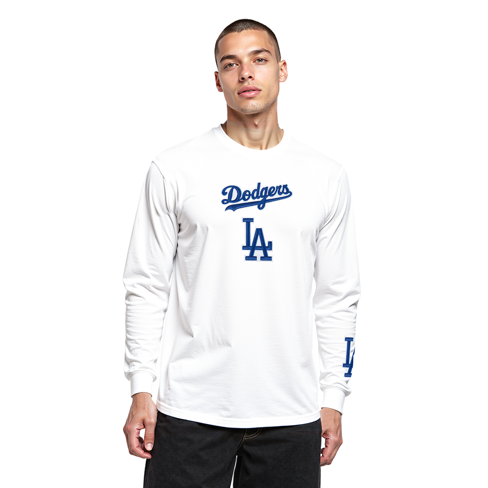 MLB LOS ANGELES DODGERS WINGSPAN HAUT À MANCHES LONGUES ET À ÉPAULES TOMBANTES V2 POUR HOMME (BLANC)