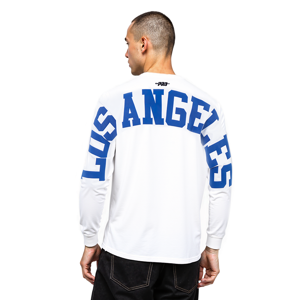 MLB LOS ANGELES DODGERS WINGSPAN HAUT À MANCHES LONGUES ET À ÉPAULES TOMBANTES V2 POUR HOMME (BLANC)
