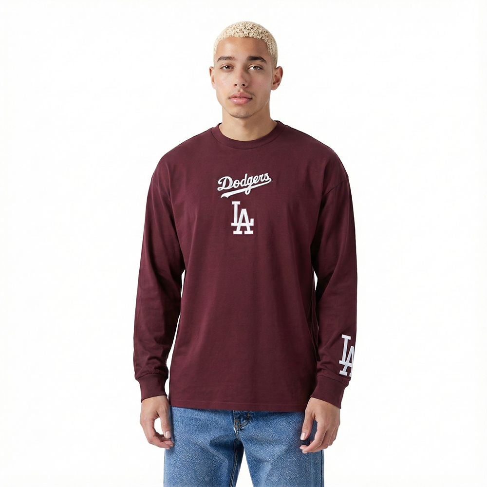 MLB LOS ANGELES DODGERS WINGSPAN MEN'S DROP SHOULDER LS TOP V2 (WINE)
