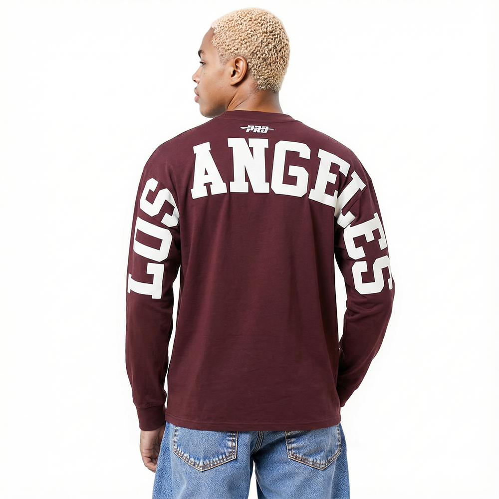MLB LOS ANGELES DODGERS WINGSPAN HAUT À MANCHES LONGUES ET À ÉPAULES TOMBANTES V2 POUR HOMME (LIE-DE-VIN)