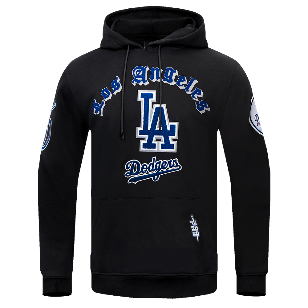 MLB LOS ANGELES DODGERS OLD ENGLISH CHANDAIL À CAPUCHON EN MOLLETON POUR HOMME (NOIR)