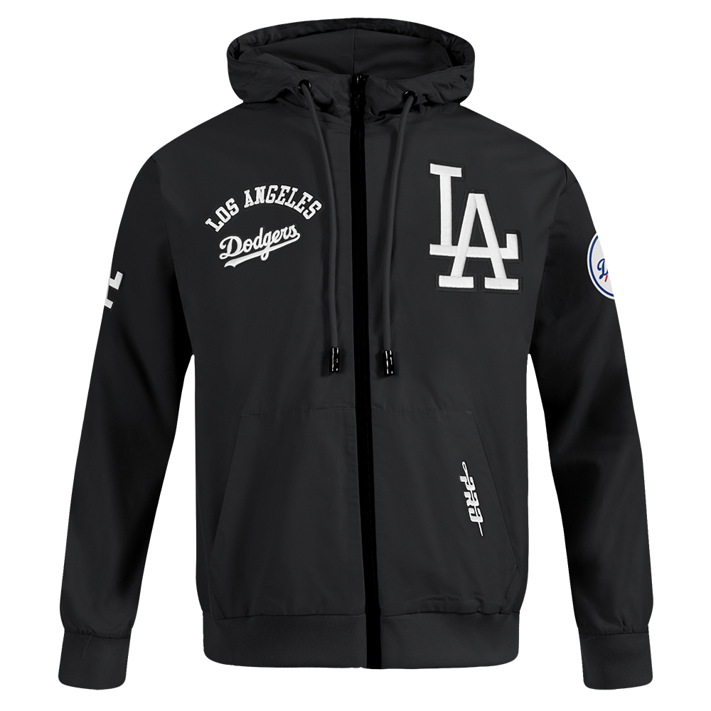 MLB LOS ANGELES DODGERS CLASSIC WIND SUIT CHANDAIL À CAPUCHON TISSÉ À GLISSIÈRE POUR HOMME (NOIR)