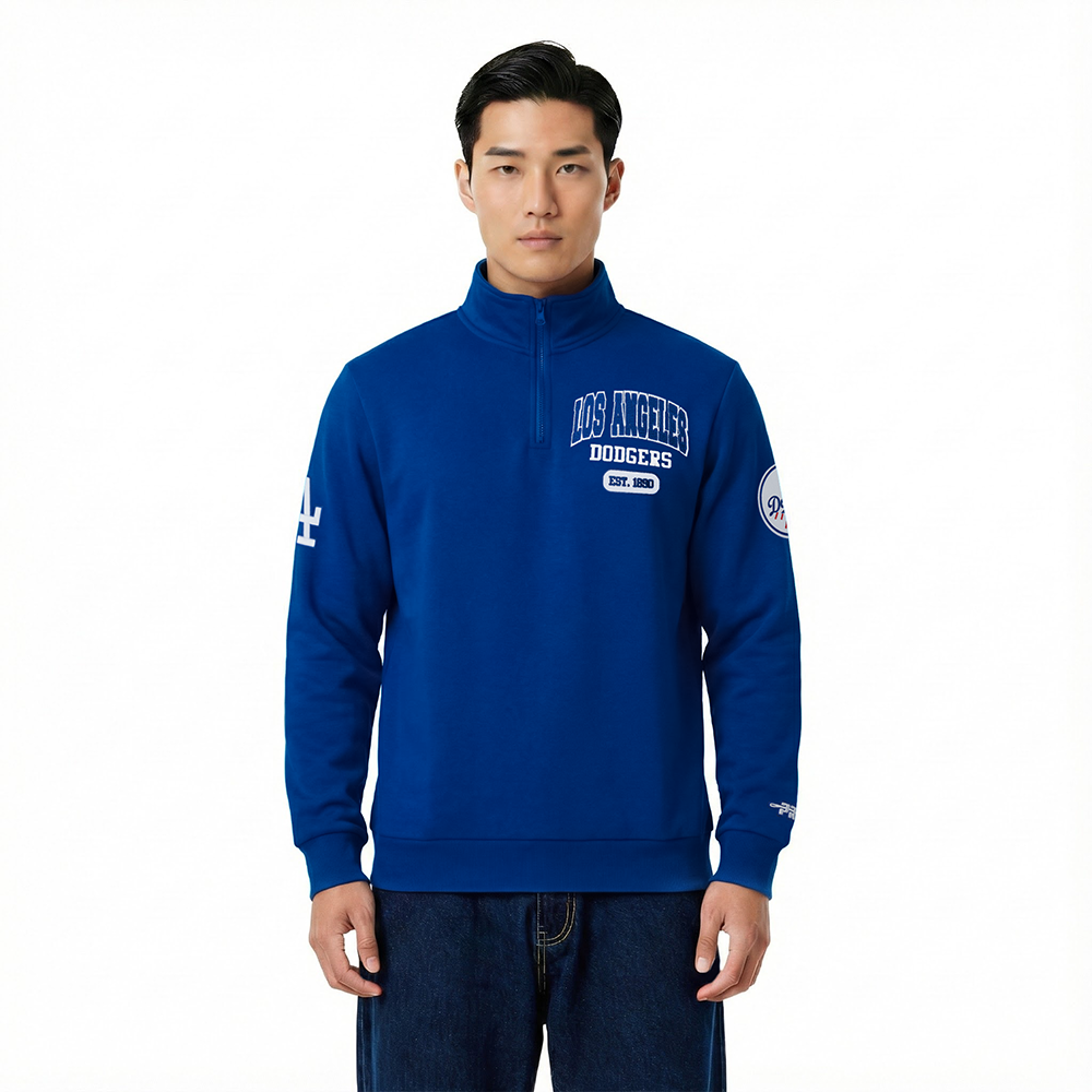 MLB LOS ANGELES DODGERS CITY ARCH HAUT EN MOLLETON À GLISSIÈRE AU QUART POUR HOMME (BLEU DODGER)