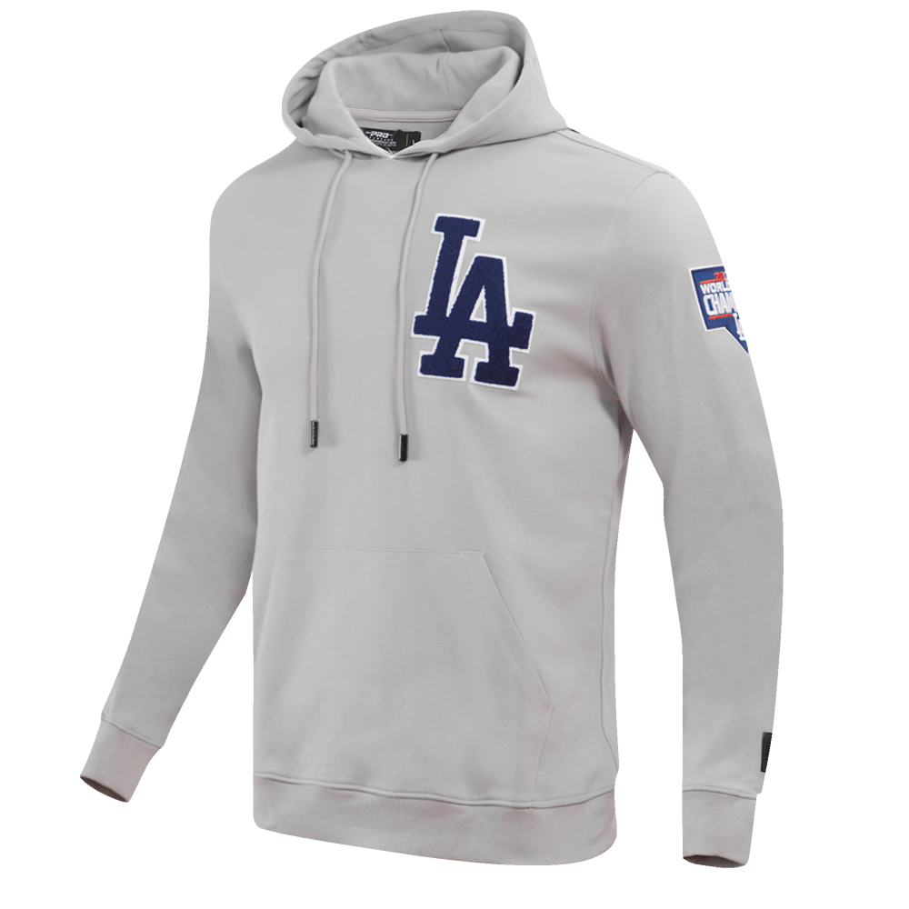 MLB LOS ANGELES DODGERS CLASSIC CHENILLE MEN'S PULLOVER HOODIE (GRAY)